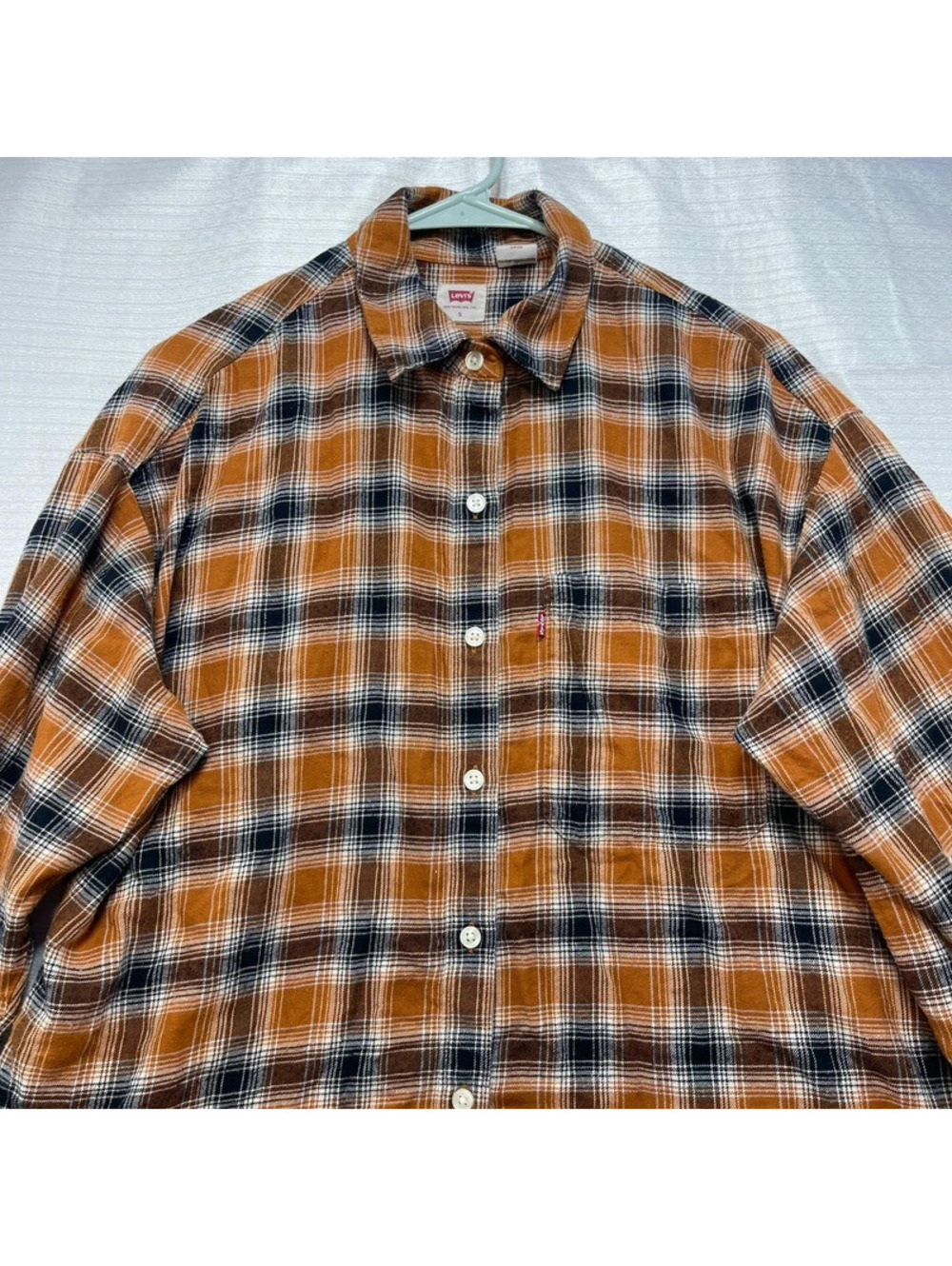 Levi's Women's Plaid Button Front Shirt Brown Black 100% Cotton Small - Picture 3 of 7